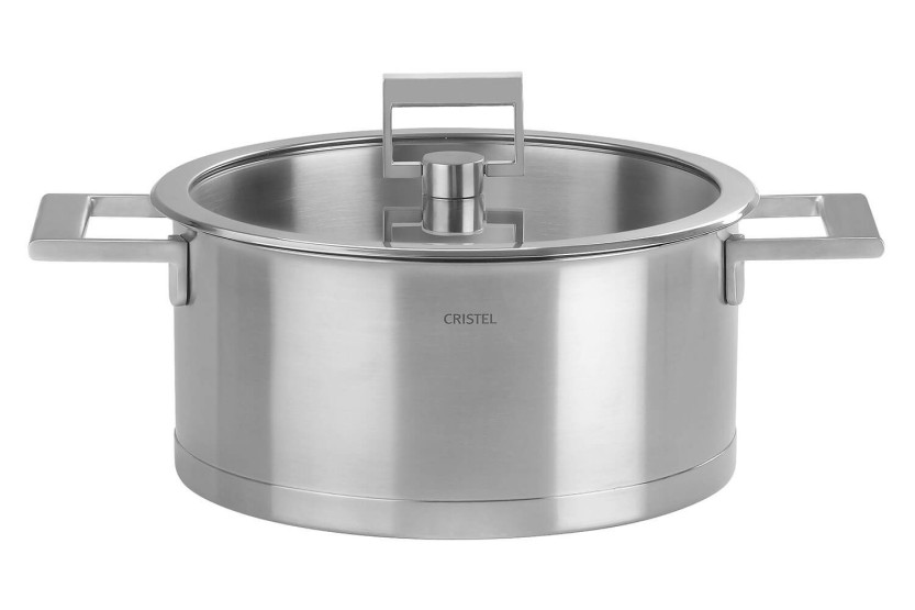 Cristel Strate Fixe braadpan van 18/10 roestvrij staal + plat glazen deksel