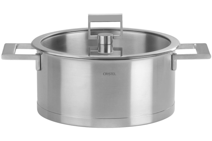 Casseruola Cristel Strate Fixe in acciaio inossidabile 18/10 + coperchio piatto in vetro