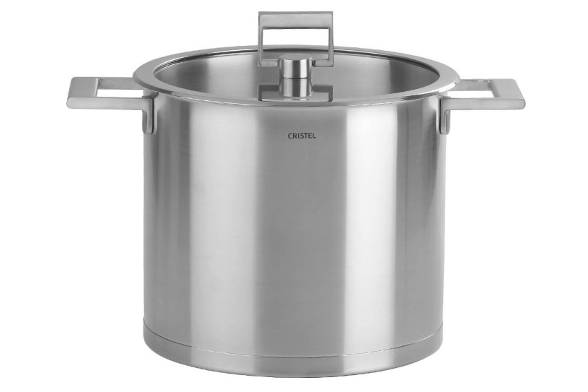 Olla Cristel Strate Fixe de acero inoxidable 18/10 + tapa plana de cristal