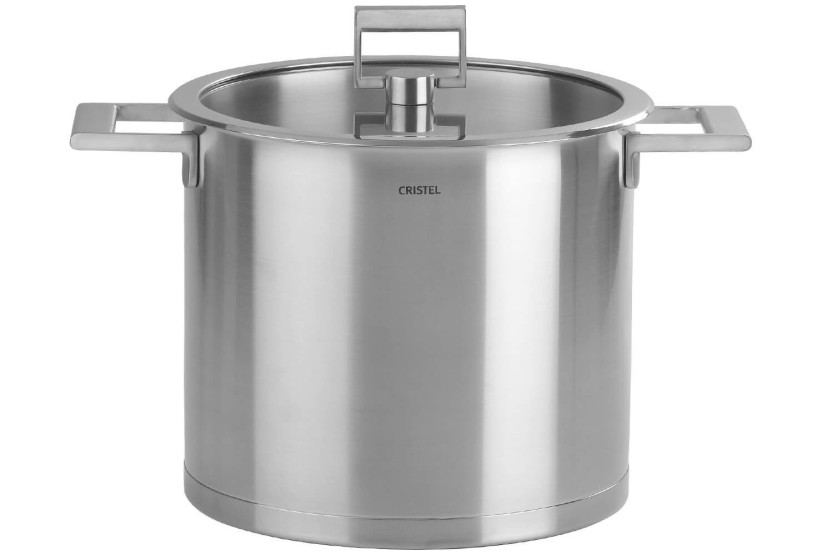 Cristel Strate Fixe-gryte i 18/10 rustfritt stål + flatt glasslokk