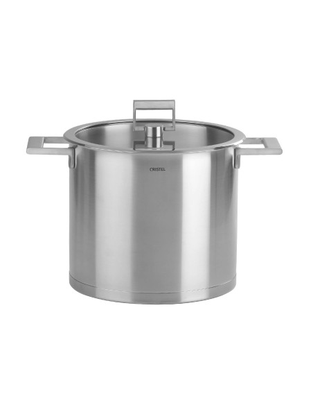 Olla Cristel Strate Fixe de acero inoxidable 18/10 + tapa plana de cristal