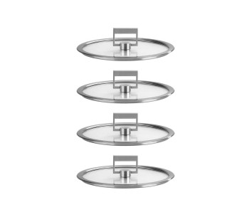 Juego de 4 tapas planas de cristal templado Cristel Strate Fixe de 14 a 20 cm con pomo abatible