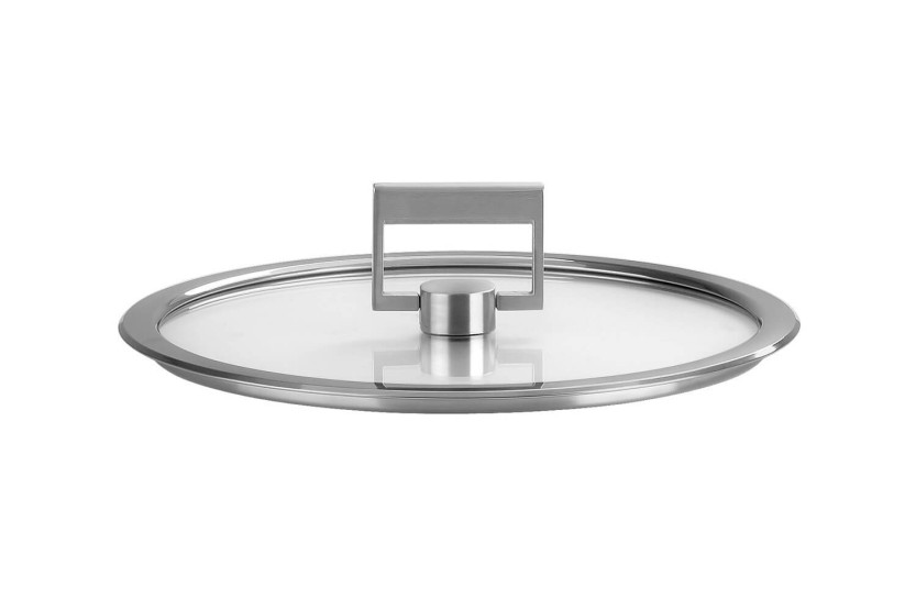 Set di 4 coperchi piatti in vetro temperato Cristel Strate Fixe da 14 a 20 cm con pomolo a cerniera