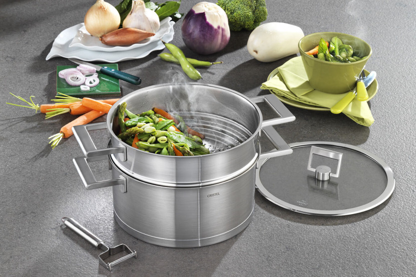 Juego de 3 tapas planas de cristal templado Cristel Strate Fixe de 16 a 20 cm con pomo abatible