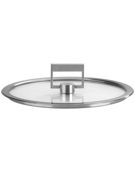 Set om 3 Cristel Strate Fixe 16 till 20 cm platta lock av härdat glas med gångjärnsförsedd knopp
