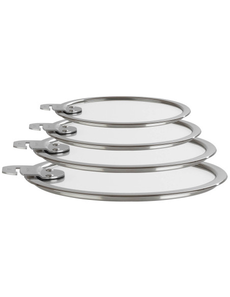 Set med 4 st Cristel Strate Amovable 14 till 20 cm platta lock av härdat glas