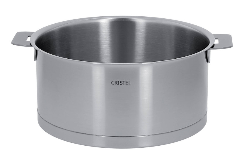 Set med 4 Cristel Strate Amovable-kastruller i 18/10 rostfritt stål + 2 Zenith-handtag