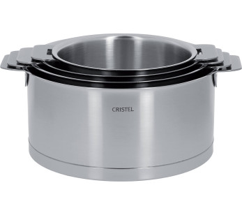 Juego de 4 cacerolas desmontables Cristel Strate de acero inoxidable 18/10 - 14, 16, 18 y 20cm