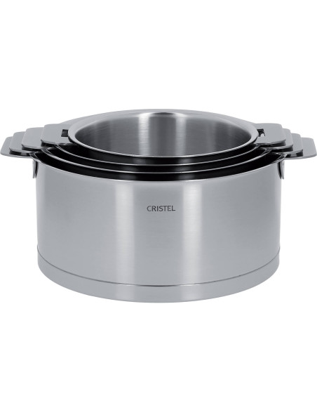 Set van 4 Cristel Strate Amovable steelpannen in 18/10 roestvrij staal - 14, 16, 18 en 20cm