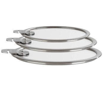 Sæt med 3 Cristel Strate Amovable 16 til 20 cm flade låg af hærdet glas