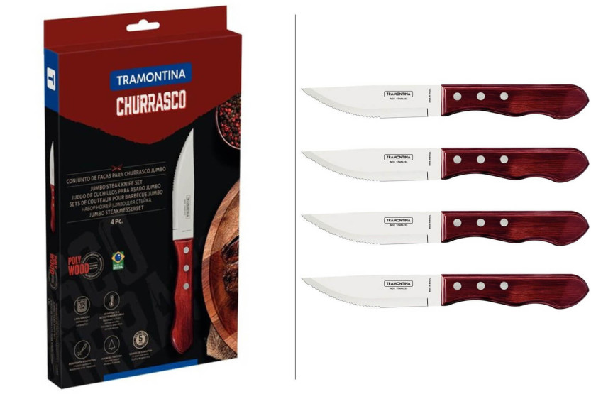 Set of 4 Tramontina Jumbo red steak knives