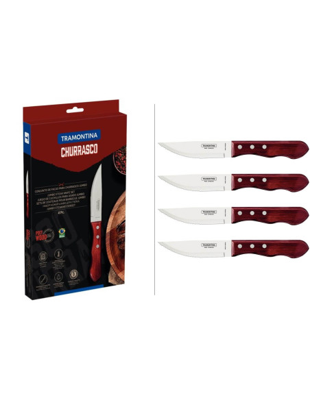 Set of 4 Tramontina Jumbo red steak knives