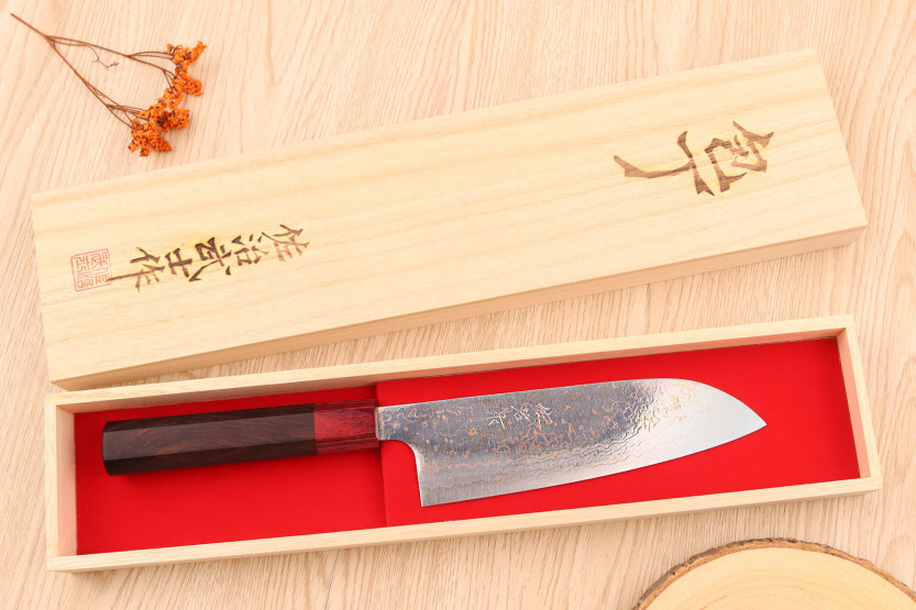 VG10 Rainbow Takeshi Saji 16.5cm Japans handgemaakt santoku mes