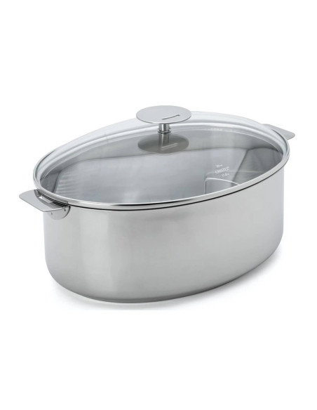 Cristel Mutine cacerola oval extraíble 30cm + rejilla de acero inoxidable y tapa de cristal