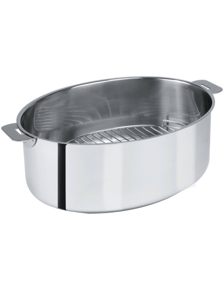 Cristel Mutine cacerola oval extraíble 30cm + rejilla de acero inoxidable y tapa de cristal