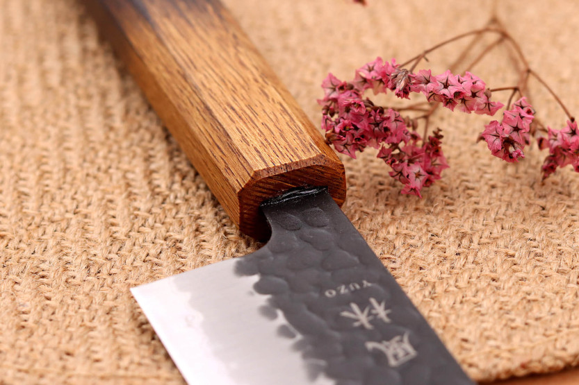 Kiritsuke-Messer 21cm japanisch handgefertigt Yuzo Black AS gebrannte Eiche