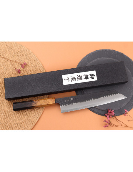 21cm kiritsuke mes Yuzo Black AS gebrand eiken Japans vakmanschap