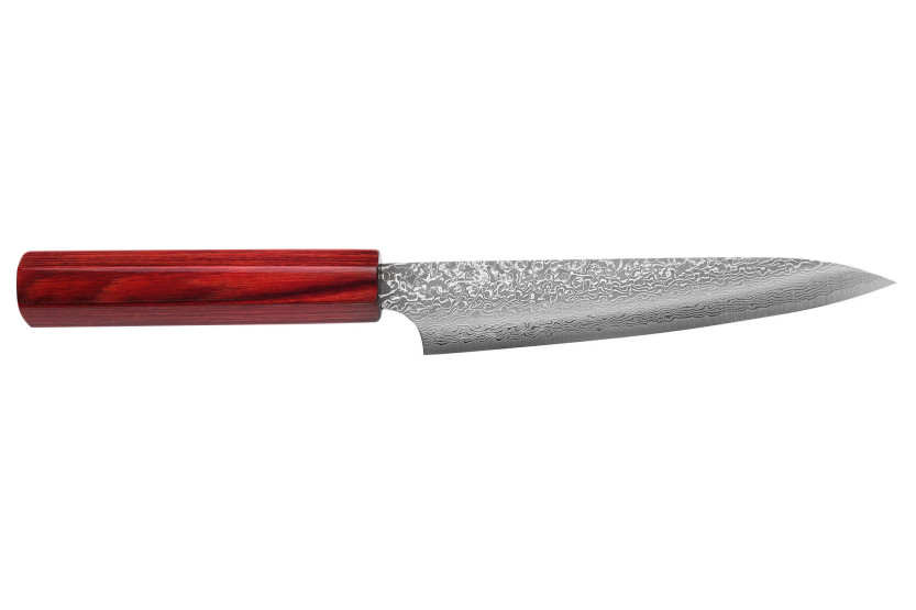 Faca utilitária japonesa artesanal Kei Kobayashi SG2 Damascus 15cm