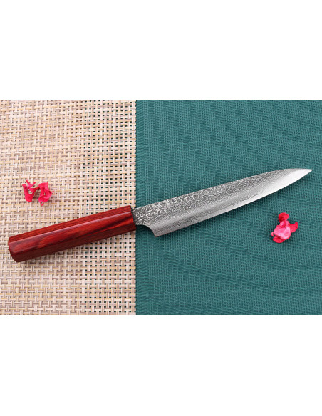 Faca utilitária japonesa artesanal Kei Kobayashi SG2 Damascus 15cm
