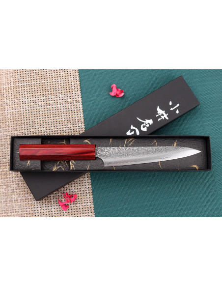 Faca utilitária japonesa artesanal Kei Kobayashi SG2 Damascus 15cm