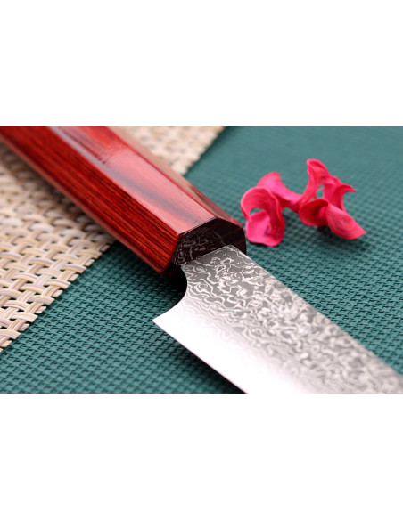 Faca utilitária japonesa artesanal Kei Kobayashi SG2 Damascus 15cm
