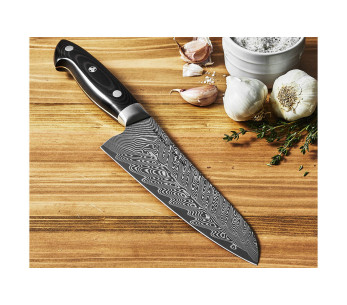 Cuchillo santoku japonés Zwilling Kramer Euro Stainless 18cm Damasco con mango de micarta 2