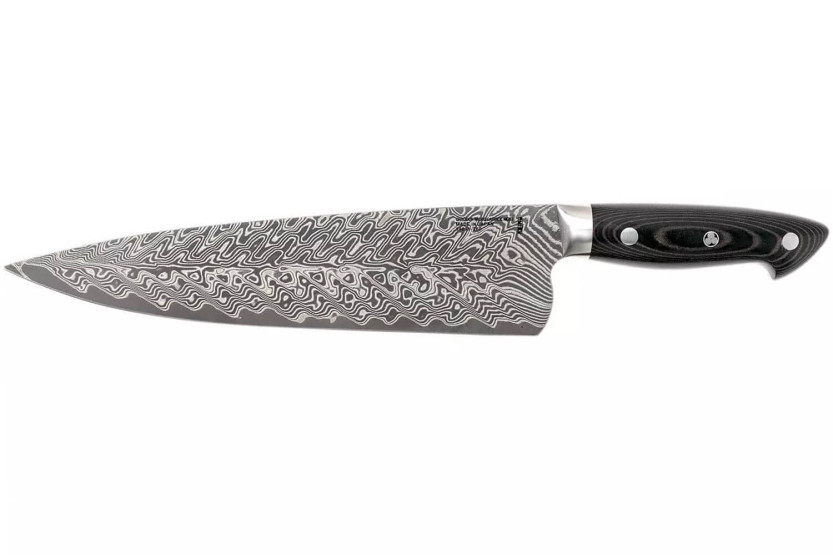 Faca de chef japonesa Zwilling Kramer Euro Stainless 26 cm com cabo de micarta damasquinado
