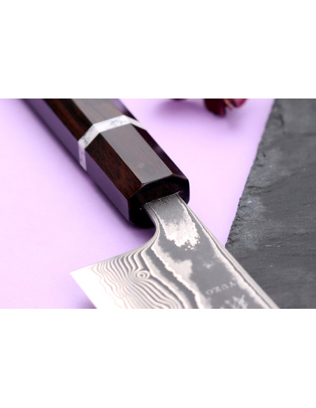 16,5cm Yuzo SG2 Damaskus Kankou Silver santokukniv, japanskt hantverk