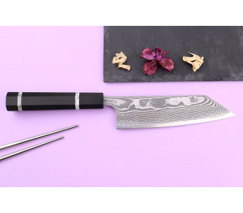 Faca bunka japonesa artesanal Yuzo Kanko Damascus SG2 de 16,5 cm 2