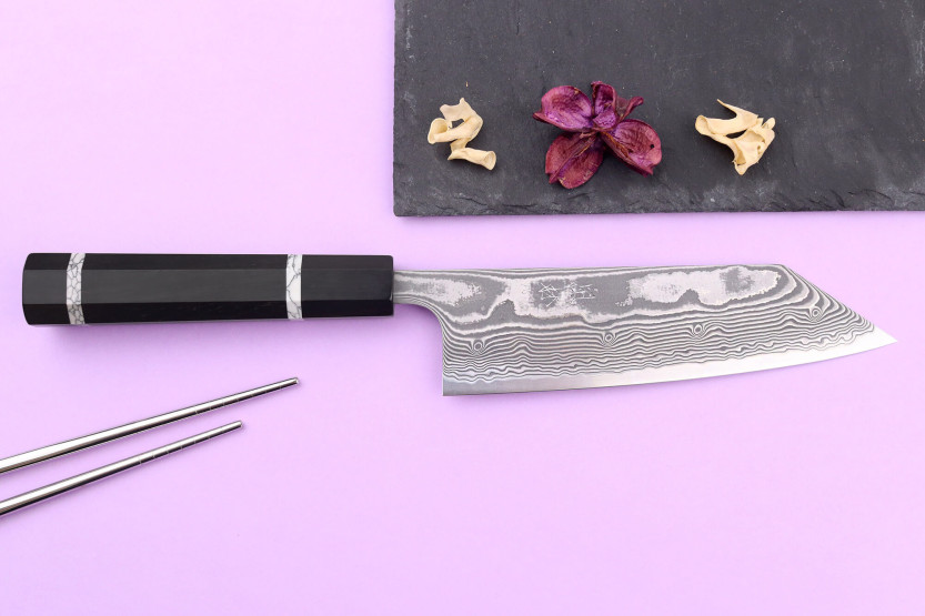 16,5cm Yuzo Kanko Damasco SG2 cuchillo japonés hecho a mano bunka