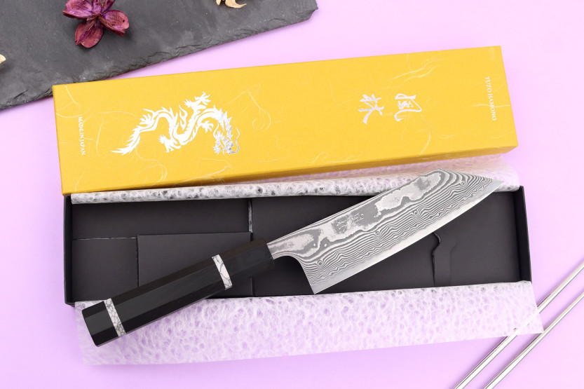 16,5cm Yuzo Kanko Damasco SG2 cuchillo japonés hecho a mano bunka