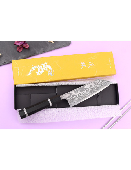 16,5cm Yuzo Kanko Damasco SG2 cuchillo japonés hecho a mano bunka