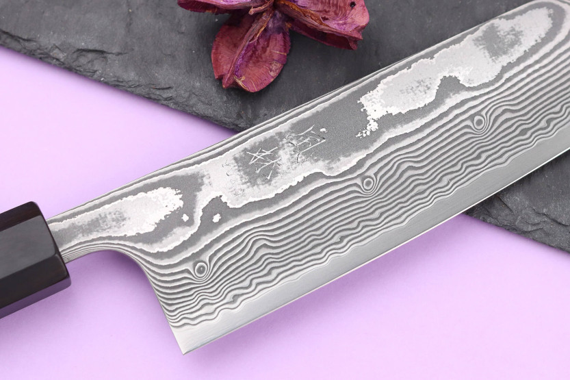 16,5cm Yuzo Kanko Damasco SG2 cuchillo japonés hecho a mano bunka