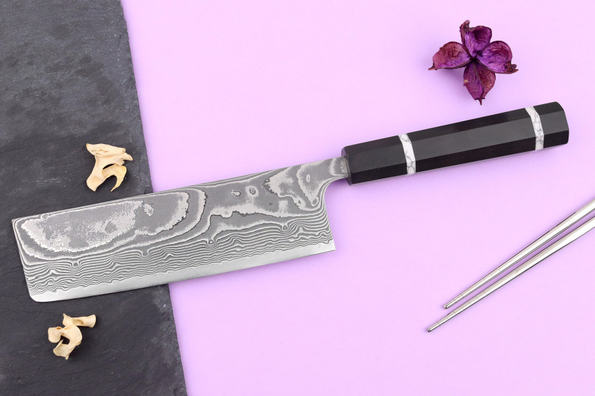 Yuzo Kanko SG2 Damascus 16.5cm japanilainen käsintehty nakiri veitsi