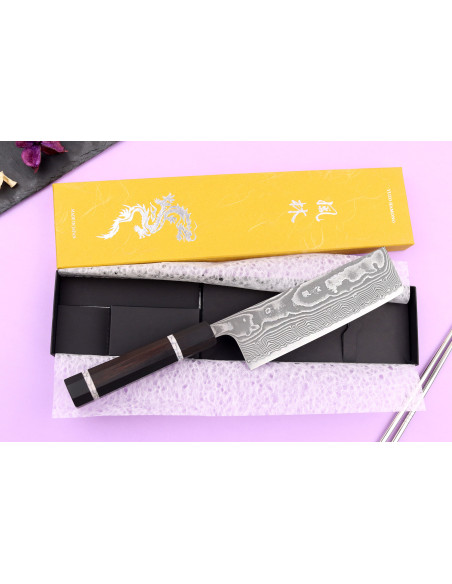 Nakiri-Messer 16,5cm japanisch handgefertigt Yuzo Kanko Damast SG2