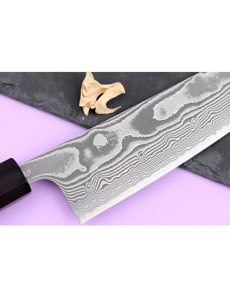 Faca de chef kiritsuke de 21 cm Yuzo Kanko Damascus SG2 feita à mão no Japão