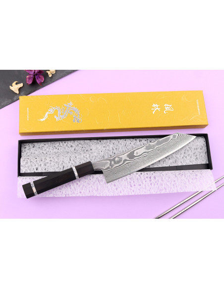 Cuchillo de cocinero kiritsuke 21cm Yuzo Kanko Damasco SG2 hecho a mano en Japón