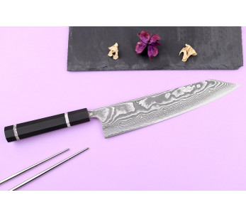 24cm kiritsuke Japans koksmes Yuzo Kanko Damascus SG2 2