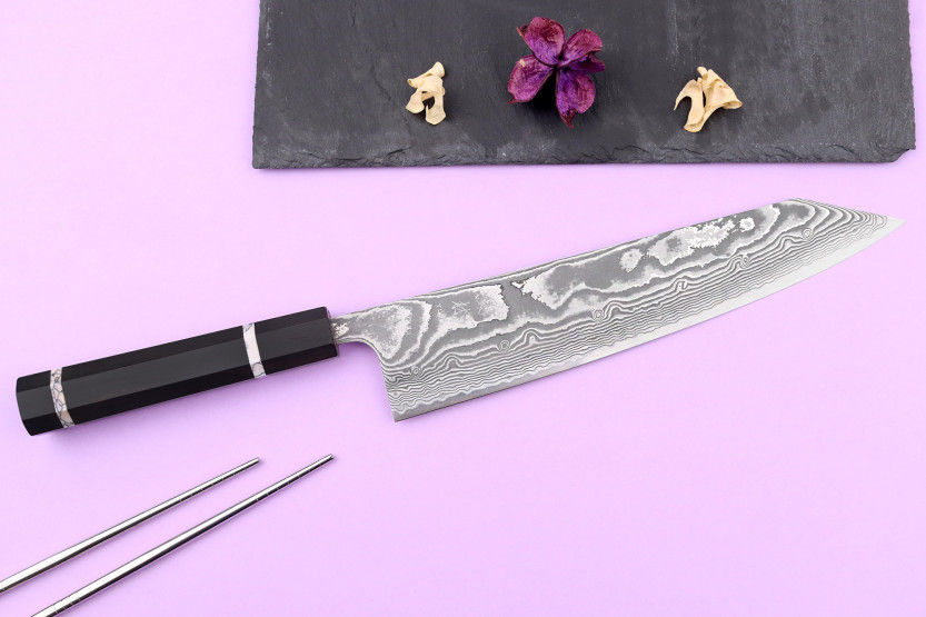 Chef knife kiritsuke 24cm Japanese handmade Yuzo Kanko Damascus SG2