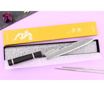Sujihiki kiritsuke veitsi 24cm käsintehty japanilainen Yuzo Kanko Damascus SG2 2