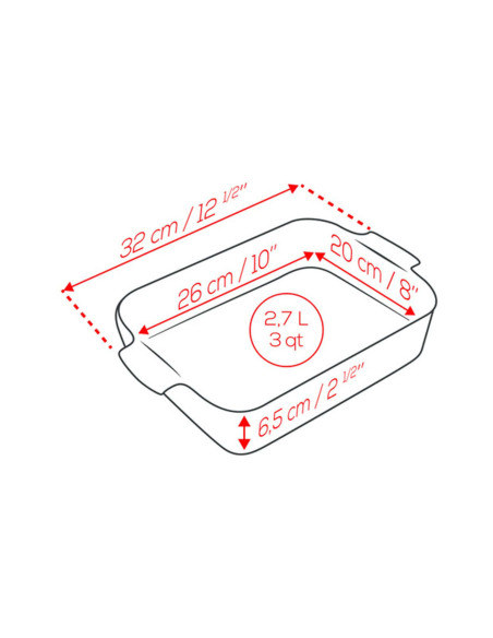 Peugeot Appolia red ceramic rectangle baking dish 26x20x6,5cm