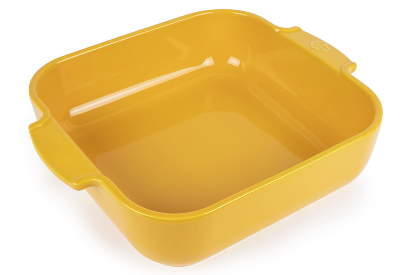 Quadratische Ofenplatte Peugeot Appolia aus safrangelber Keramik - 28cm