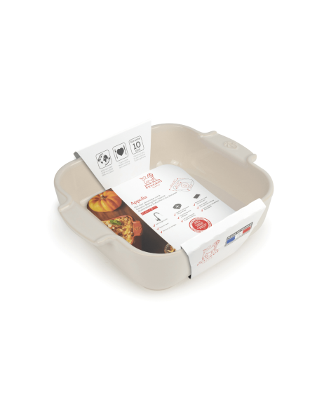 Peugeot Appolia square baking dish in ecru ceramic 21x13.6x5.4cm