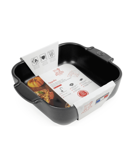 Peugeot Appolia black satin-finish ceramic square baking dish 21x17.5x6cm