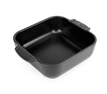 Peugeot Appolia musta satiinipintainen keraaminen neliön muotoinen leivinastia 21x17.5x6cm