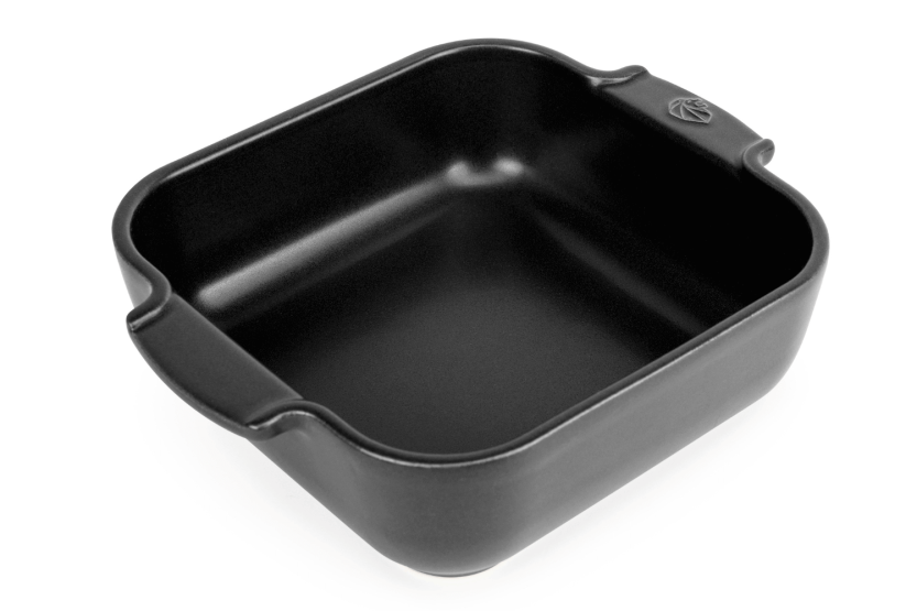 Assadeira quadrada de cerâmica com acabamento acetinado preto Peugeot Appolia 21x17,5x6cm