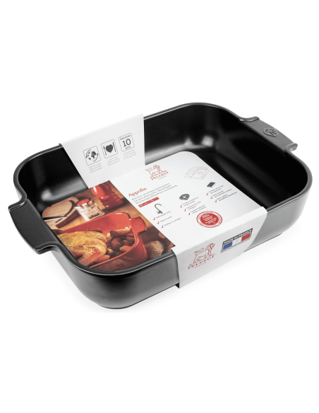 Peugeot Appolia black satin-finish ceramic rectangle baking dish 40x27.2x8.3cm