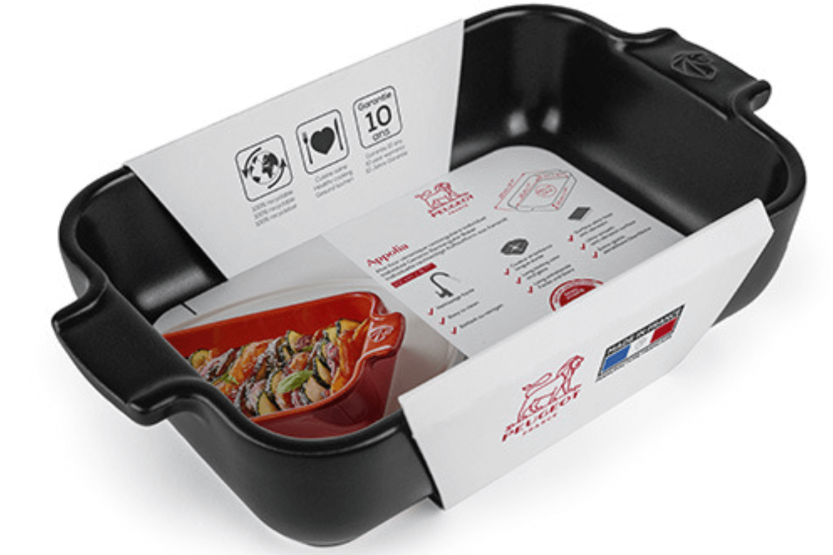 Peugeot Appolia black satin-finish ceramic rectangle baking dish 22x13x5.1cm