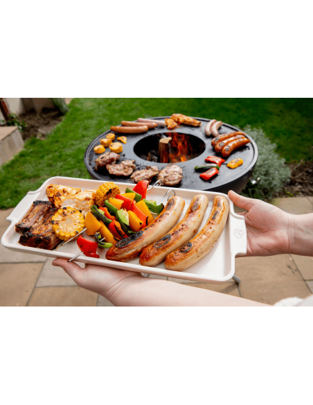 Aperitif plate Peugeot Appolia in ecru ceramic 34.5x16cm