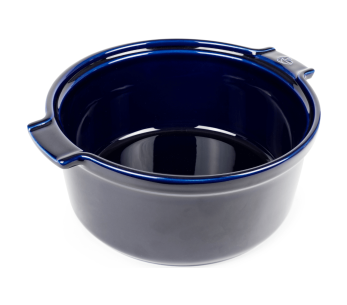 Blue ceramic Peugeot Appolia soufflé mould diameter 22cm